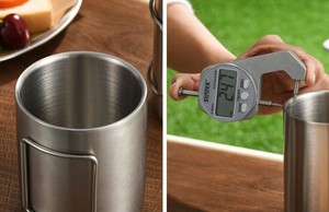 Bicchiere isolato eco-friendly in acciaio inox 200ML 300ML 400ML 304 manico pieghevole tazza <span class=keywords><strong>da</strong></span> tè per campeggio fiamme libere uso - Product Image 6