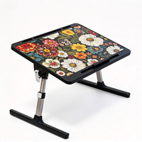 Bureau d'étude/écriture pliable et durable pour étudiants, motif mandala de style nordique, avec porte-gobelet ; Bureau pour ordinateur portable à hauteur réglable pour