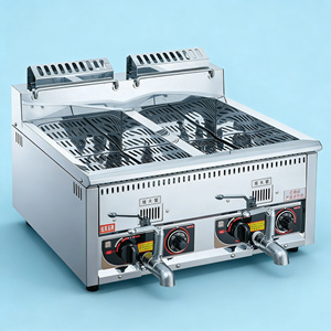 Friteuse industrielle à gaz double cuve 12L+12L pour frites, design relevable, pour comptoir, conforme aux normes alimentaires commerciales - Product Image 1