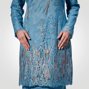 SIPO Eid Oem modesto bordado de satén recto con diamantes en la parte superior vestido moderno Baju Kurung para mujer servicio OEM sujetador incorporado - Product Image 4