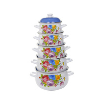 Ensemble de casseroles en émail de style américain avec couvercles, ustensiles de cuisine à induction pour cuisine, fête, cuisinière à gaz, design durable