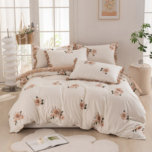 Nouvel arrivage transfrontalier – Parure de lit 3 pièces série <span class=keywords><strong>Demer</strong></span> de qualité export, bords volantés, microfibre brossée, motif floral - Product Image 4