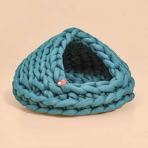سرير مريح مصنوع يدويًا مكتنز ناعم منسوج للقطط سلة محبوكة للحيوانات الأليفة متماسكة ناعمة فاخرة سرير حيوانات أليفة صغير قابل للطي للكلاب - Product Image 4