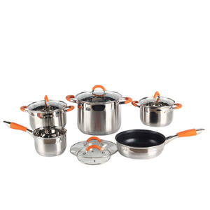 Classic Durable Stainless Steel Induction Compatible Cookware Set Blue <b>Glass</b> Lid Stainless Steel Handle for Pasta Stockpot - Product Image 4