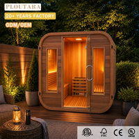 Sauna extérieur PLOUTARA en bois de pruche, cabine à coins arrondis, poêle à sauna, porte vitrée, OEM, pour salle de sport, villa, complexe hôtelier, spa