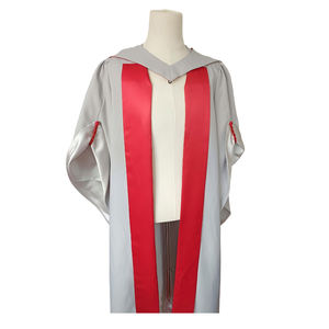 Robe personnalisée UCL Matte Deluxe Fluted UK PHD Grey Academic Graduation Gown & Hood avec manches longues et extrémité fermée - Product Image 1