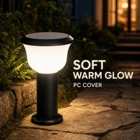Lampe solaire de jardin 260LM LED 5W, corps en aluminium givré, IP65, lumière blanche chaude, montage en surface, pour allée, cour, patio
