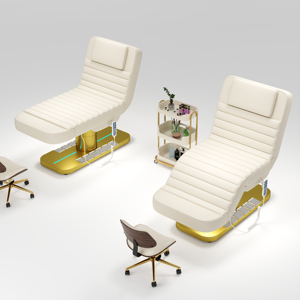 High <b>End</b> Luxury Gold Facial Cosmetic <b>Bed</b> Black Electric Foot Control Facial and Massage <b>Bed</b> for Beauty Salon esthetician <b>bed</b> - Product Image 6