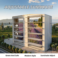 Volet solaire réglable en aluminium, persienne horizontale de ventilation, finition poudrée, rectangulaire, pour fenêtre murale extérieure