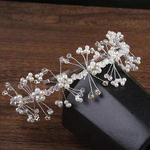 للفتيات الحلوة إكليل زهور لؤلؤ كريستال صناعة يدوية عصابة رأس من سبيكة حجر الراين للزفاف مطرز بالخرز إكسسوارات أغطية رأس للزفاف - Product Image 5