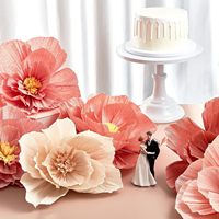 Latar Belakang Bunga Kertas Krep 3D untuk Pernikahan, Baby Shower, Pesta Karnaval, Ulang Tahun, Pesta Bayi, Dekorasi Dinding