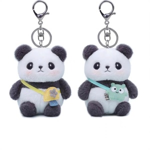 Porte-clés en peluche panda mignon, jouet doux en forme d'animal de dessin animé, pendentif mousqueton pour sac, forme 3D - Product Image 1