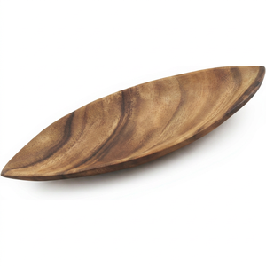 Bandeja de Madera de Acacia Hecha a Mano, Plato para Servir, Tazón Decorativo para Aperitivos, para Cocina y Decoración del Hogar - Product Image 1