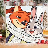 Peinture à l'huile DIY Crazy Animal City, animaux de dessin animé pour enfants, Judy Nick, encadrée, carrée, décoration intérieure, Lu Hua Art LA-001
