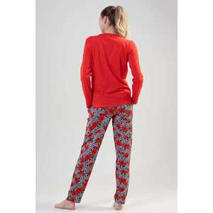 Ensemble de pyjama en tricot à manches longues pour femmes Coldy, gris mélangé, vêtements de nuit décontractés doux, 2 pièces - Product Image 2