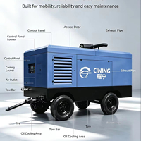 Compresor de Aire Portátil de Tornillo con Motor Diésel CINING, Unidad Montada en Remolque, Refrigerado por Aire, Lubricado, para Construcción y Perforación