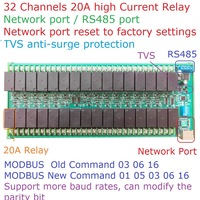 Módulo de Alimentación Ethernet/RS485 de Alta Corriente de 32 Canales, 12V/24V 20A, Puerto de Red RJ45, Placa TCP/IP Modbus RTU, 1 oz de Cobre
