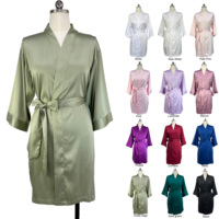 Robe courte d'été pour femme en satin de soie mat à motif uni, taille élastique, pour mariée, tenue de nuit, de matin, de fête, peignoir, robe de demoiselle d'honneur