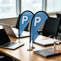 Drapeau de table miniature réglable en tissu en forme de larme pour la publicité et la promotion en intérieur