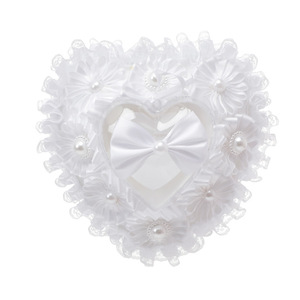 Boîte à alliances <span class=keywords><strong>en</strong></span> forme de cœur avec fleurs <span class=keywords><strong>en</strong></span> dentelle et décoration nœud, coussin porte-alliances élégant <span class=keywords><strong>en</strong></span> cristal pour cérémonies nuptiales - Product Image 5