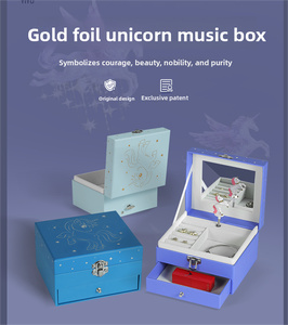 Caja de Música Personalizada YIYU con <span class=keywords><strong>Carrusel</strong></span> Azul y Bailarina, Caja de Almacenamiento de Joyas de Papel Ecológica con Manivela, Espejo Giratorio y Mecanismo de Relojería - Product Image 4