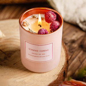 AIKUN Pink Glass Jar Romantic Dried Flower Lasting Fragrance Candle Custom Scented Christmas Candle - Product Image 2