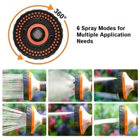 Nouvelle pistolet d'arrosage de jardin breveté 2026 à 6 fonctions avec commande au pouce, pulvérisateur de tuyau d'arrosage robuste, pistolet de pulvérisation de jardin