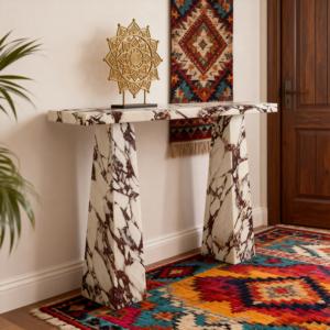 Mesa Consola Rectangular de Mármol Natural Calacatta <span class=keywords><strong>Viola</strong></span> para Entrada, Sala de Estar o Pasillo, Multifuncional - Product Image 5