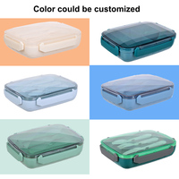 Boîte à lunch en plastique sans BPA de haute qualité, mignonne, de qualité alimentaire, en PP, avec couvercle, 3 compartiments, réutilisable, facile à nettoyer, multifonctionnelle, pour le stockage des aliments