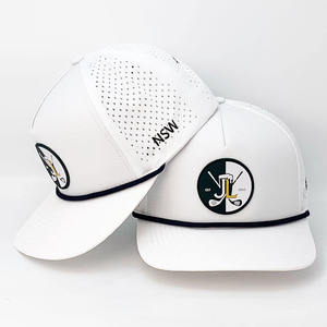 Casquettes de baseball ajustables en polyester perforé Hydro Performance avec logo en caoutchouc, vente en gros de gorras - Product Image 6