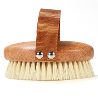 Brosse de bain et de douche ovale ZUQA à marque privée pour drainage lymphatique, en poils de sanglier naturels, avec manche en bois de Sapele et cuivre
