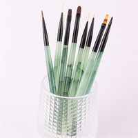 1/8PCS Stylos ronds en nylon vert pour nail art, pour dessin sur ongles, photothérapie et motifs floraux