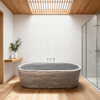 Baignoire en marbre sculptée à la main avec surface lisse Baignoire autoportante à isolation thermique pour villas d'hôtel et salles de bains