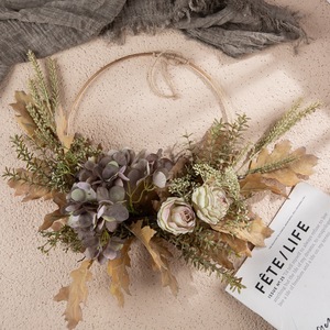 CallaFloral Mur de fleurs artificielles suspendu demi-cercle Rose Hortensia Décoration intérieure Décoration de mariage Tissu tissé en plastique CF01211 - Product Image 1