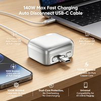 Kabel USB-C Pengisian Cepat 140W dengan Fitur Pemutus Otomatis dan Chip AI Pintar untuk Ponsel dan Laptop, Pengisian Malam Hari yang Aman, Tanpa Bahaya Kebakaran