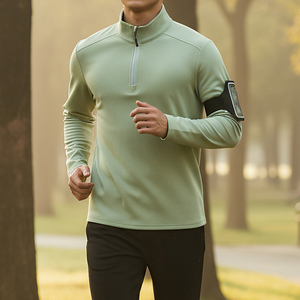 Pull de golf personnalisé pour homme, 100% coton, col montant, manches longues, demi-zip, séchage rapide, imperméable, brodé, ODM - Product Image 2