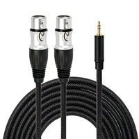 Câble audio Yinyu AC030MB, 3,5 mm stéréo vers double XLR femelle, tressé, pour moniteurs de studio actifs, ordinateur portable