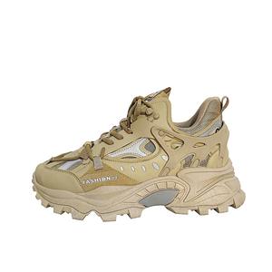 Trendy Platform Shoes Men Breathable Air Mesh Upper PU <b>Leather</b> Patchwork Height Increasing Running Sports Casual <b>Sneakers</b> - Product Image 5