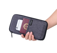 Dompet & pengatur tiket paspor poliester tahan air tempat dompet tali leher perjalanan keluarga