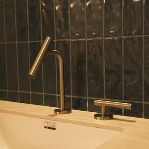 Jazzda Brass Basin Faucet Single Handle 2 Hole Split Design Minimalist Style Deck Mounted Hot Cold Water - Product Image 4