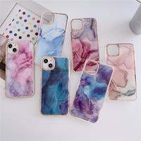 Coque de téléphone en marbre électrolytique pour Apple iPhone 17 16 15 14 13 12 11 Pro Max étui de protection en TPU pour PC