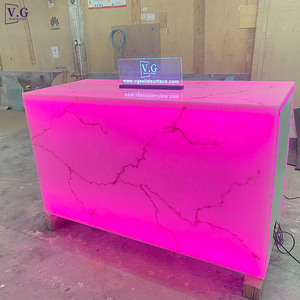 Barra de <span class=keywords><strong>Bar</strong></span> de Piedra Translúcida Retroiluminada Personalizada, Mostrador de Recepción con Iluminación LED para Bares y Hoteles - Product Image 3
