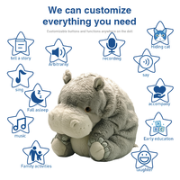 Peluche personnalisée en forme de rhinocéros ou d'hippopotame gris, douce et moelleuse, pour bébé