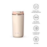 Gobelet isotherme à double paroi de 16 oz, sans BPA, en acier inoxydable, avec couvercle anti-fuite