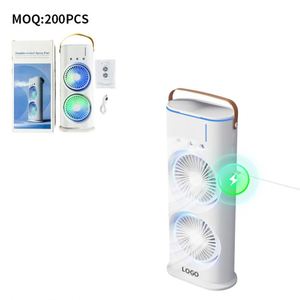 Wholesale Mist <b>Fan</b> Portable LED Lighting 360° Oscillation Two <b>Head</b> Water Tank <b>Fan</b> for Camping & Picnics - Product Image 6