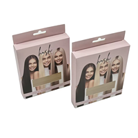 Caja de Embalaje Colgante de Papel con Logotipo Personalizado y Colorido para Extensiones de Cabello, con Ventanas de PVC y Recubrimiento UV