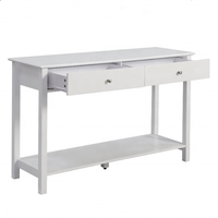 Console moderne en bois pour entrée et salon, table de canapé blanche avec étagère ouverte et 2 tiroirs, table console pour couloir