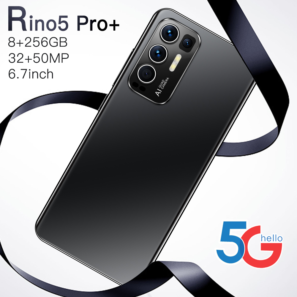 Разблокированный телефон Rino5 Pro + с экраном 2021, глобальная версия, мобильный телефон на базе Android, восьмиядерный смартфон, новинка 6,7