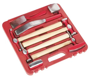Kit Professionale di 9 <span class=keywords><strong>Pezzi</strong></span> per Riparazione Ammaccature Carrozzeria <span class=keywords><strong>Auto</strong></span> con Martello e Dolly in Scatola di Plastica, Attrezzi per Lamiera e Carrozzeria - Product Image 3