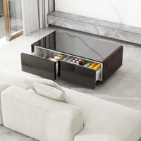 Table basse intelligente blanche avec réfrigérateur, tiroir de refroidissement pour boissons, charge sans fil, écran tactile, ports USB pour la maison et l'hôtel